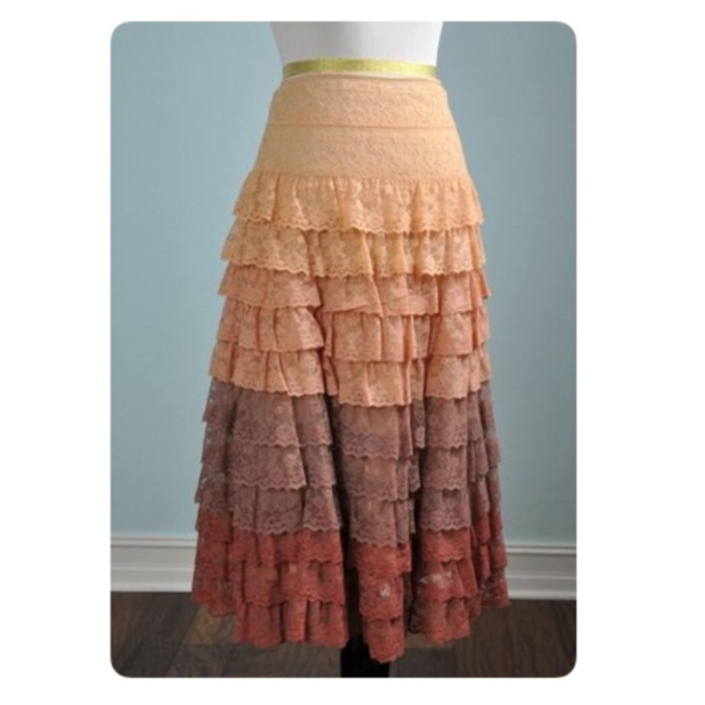 Anthropologie SNAK Gradient Tiered Ombré Skirt